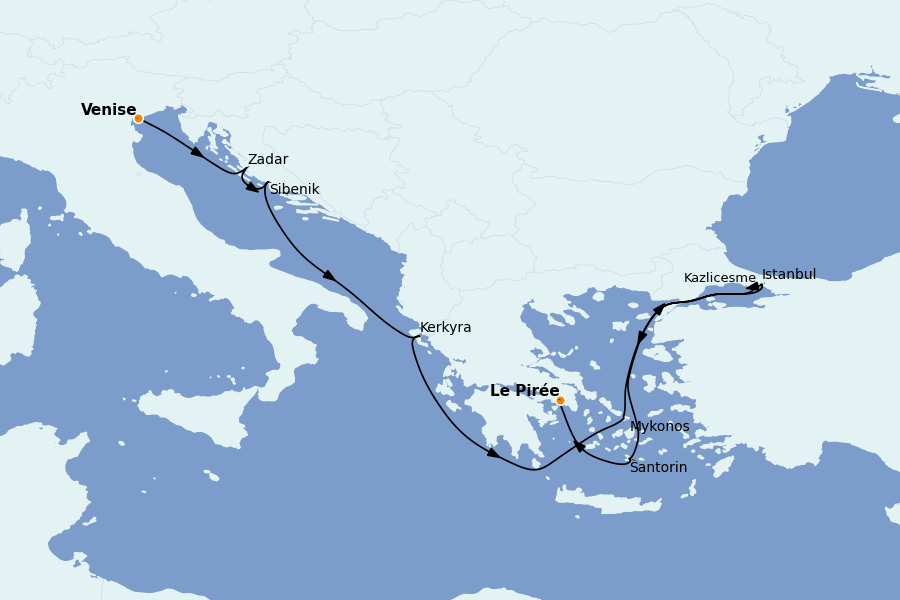 Itinerario del crucero Mediterráneo Occidental 10 días a bordo del Nautica