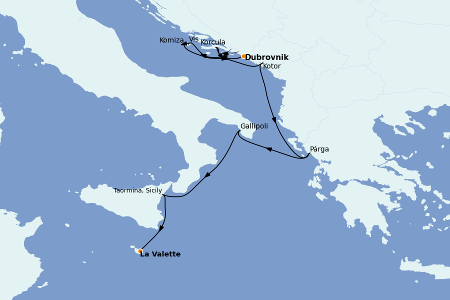Itinerario del crucero Mediterráneo Occidental 9 días a bordo del Le Bougainville