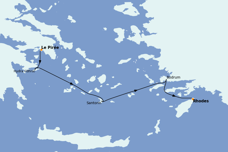 Itinerario del crucero Mediterráneo Oriental: Islas Griegas, Adriático y Turquía 10 días a bordo del Star Flyer