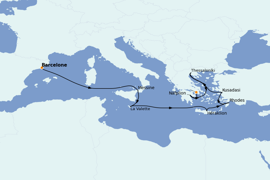 Itinerario del crucero Mediterráneo Occidental 13 días a bordo del Celebrity Infinity