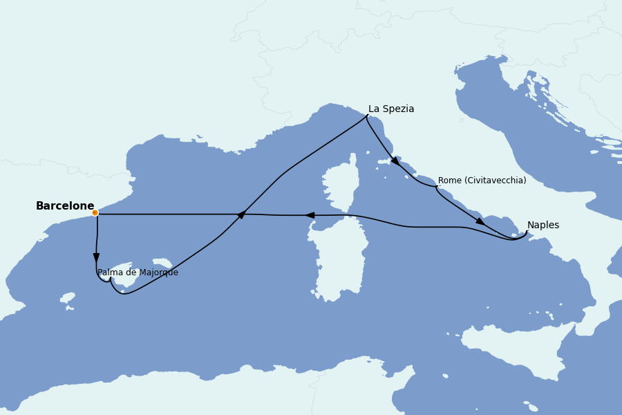 Itinéraire de la croisière Méditerranée Occidentale 7 jours à bord du Harmony of the Seas