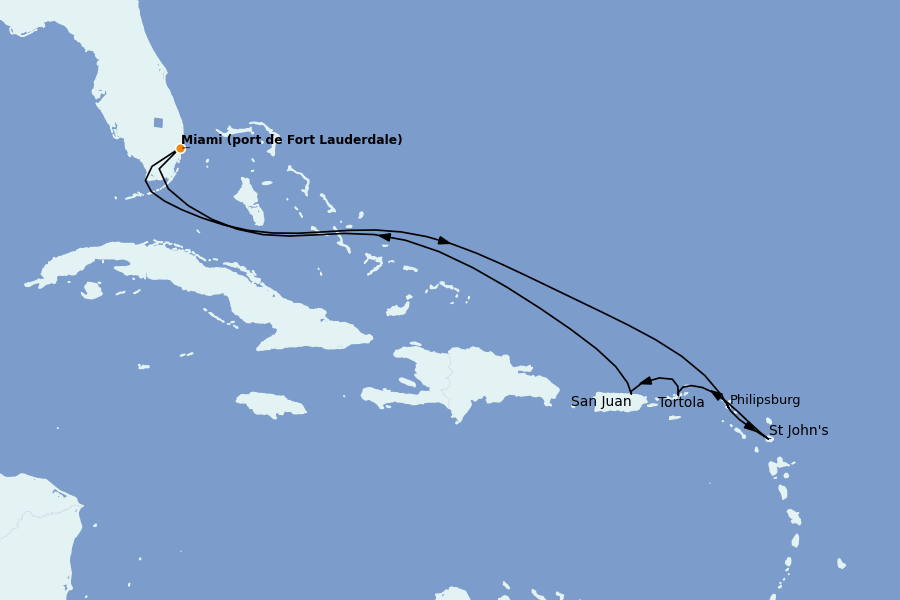 Itinerario del crucero Caribe del Este (Antillas) 9 días a bordo del Ms Nieuw Amsterdam