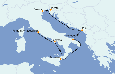 Itinerario del crucero Mediterráneo 7 días a bordo del Azamara Pursuit