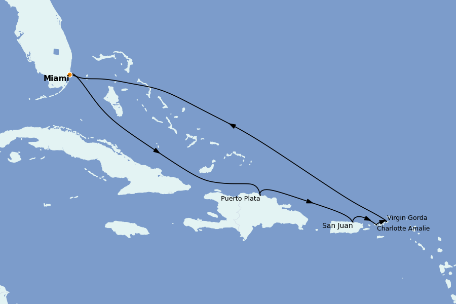 Itinerario del crucero Caribe del Este (Antillas) 9 días a bordo del Explora I