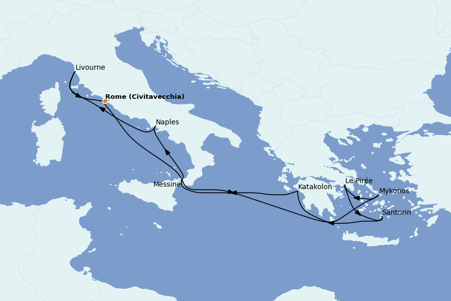Itinerario del crucero Mediterráneo 9 días a bordo del Norwegian Epic