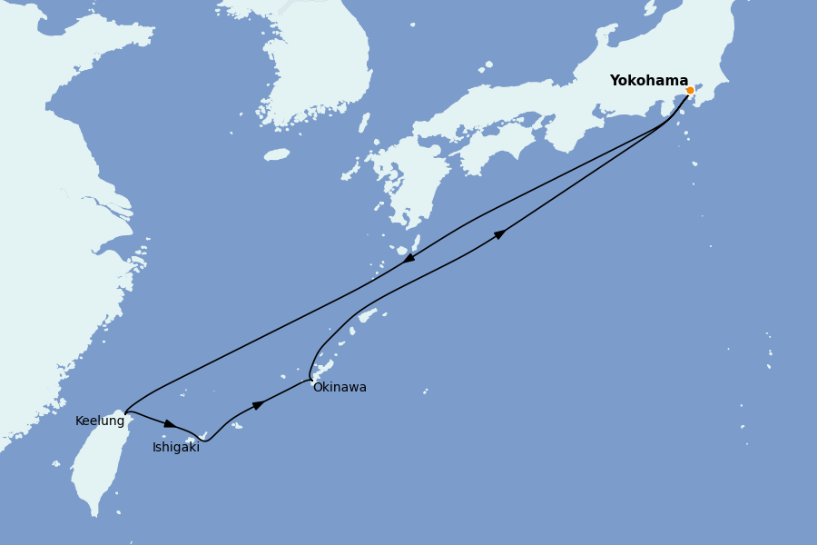 Itinerario del crucero Asia 9 días a bordo del Diamond Princess