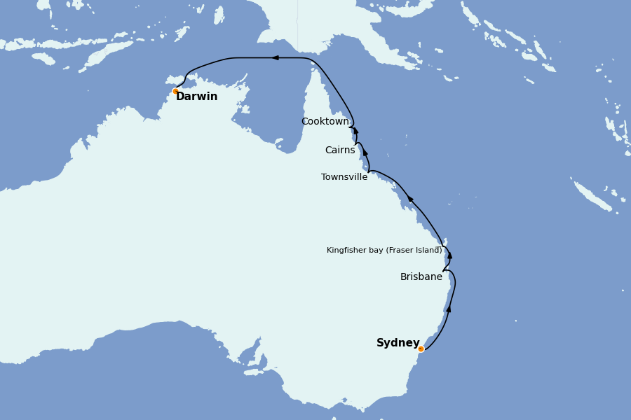 Itinéraire de la croisière AUSTRALIE ET NOUVELLE-ZÉLANDE 18 jours à bord du Silver Nova