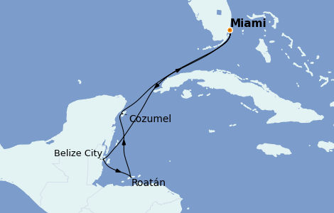 Itinerario del crucero Caribe del Oeste 7 días a bordo del Carnival Sunrise
