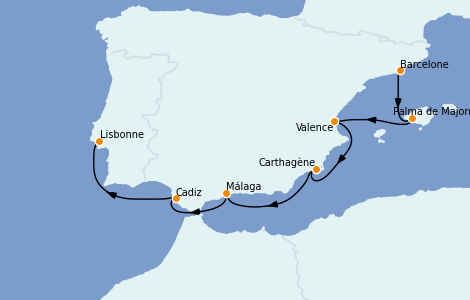 Itinerario del crucero Mediterráneo 7 días a bordo del Silver Dawn