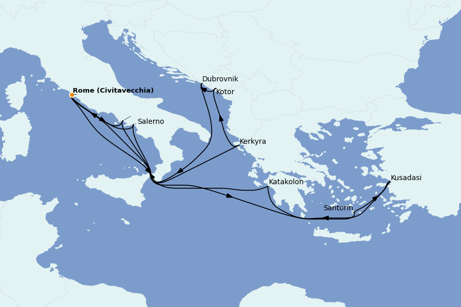 Itinerario del crucero Mediterráneo Occidental 14 días a bordo del Enchanted Princess