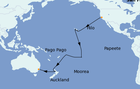 Itinerario del crucero Australia 2023 24 días a bordo del Grand Princess