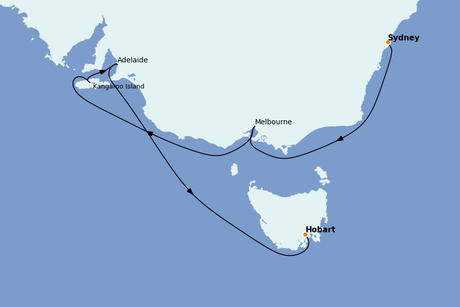 Itinerario del crucero AUSTRALIA Y NUEVA ZELANDA 8 días a bordo del Crown Princess