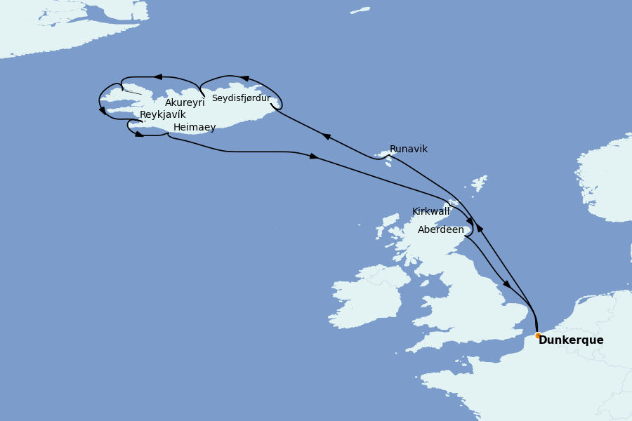 Itinéraire de la croisière Mer Baltique - Russie - Mer du Nord 14 jours à bord du Renaissance