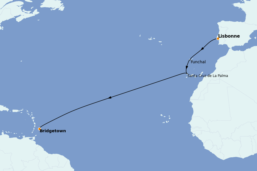 Itinerario del crucero Islas Canarias 13 días a bordo del Silver Spirit