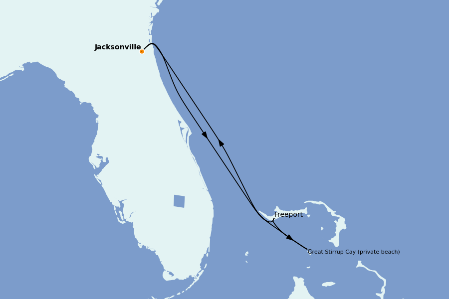 Itinerario del crucero Bahamas 4 días a bordo del Norwegian Gem