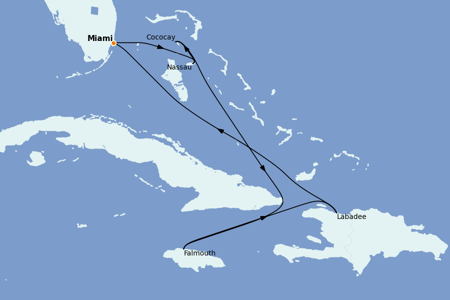 Itinéraire de la croisière Caraïbes de l'Est (Antilles) 7 jours à bord du Allure of the Seas