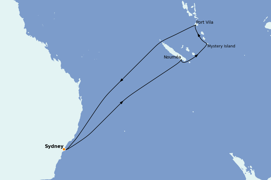 Itinéraire de la croisière Tahiti, Bora Bora, Cook Islands, Nouvelle-Calédonie, Fidji, Vanuatu, Samoa, Salomon 9 jours à bord du Anthem of the Seas