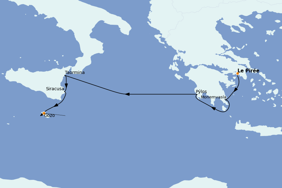 Itinéraire de la croisière Méditerranée Occidentale 8 jours à bord du Star Clipper