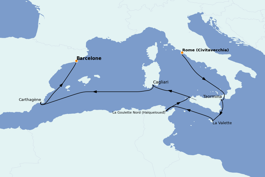 Itinerario del crucero Mediterráneo Occidental 11 días a bordo del Silver Ray
