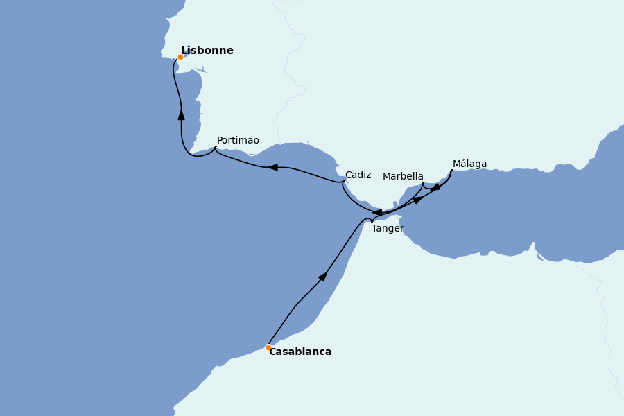 Itinéraire de la croisière Méditerranée Occidentale 7 jours à bord du Le Boréal