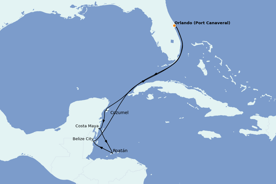 Itinerario del crucero Caribe del Oeste 8 días a bordo del Sky Princess