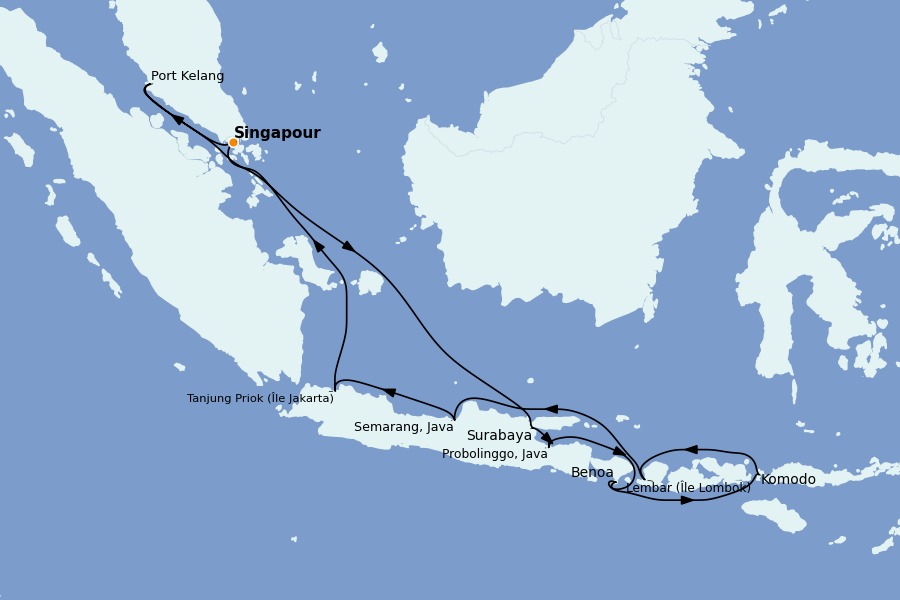 Itinerario del crucero Asia 15 días a bordo del Ms Westerdam