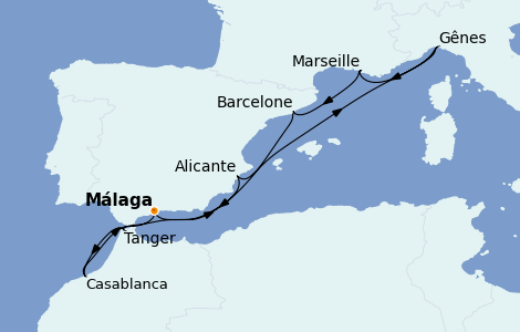 Itinerario del crucero Mediterráneo 10 días a bordo del MSC Lirica