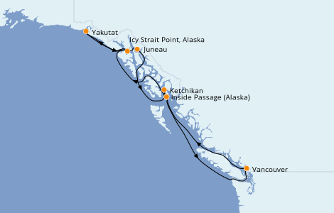 Itinerario del crucero Alaska 7 días a bordo del Celebrity Eclipse