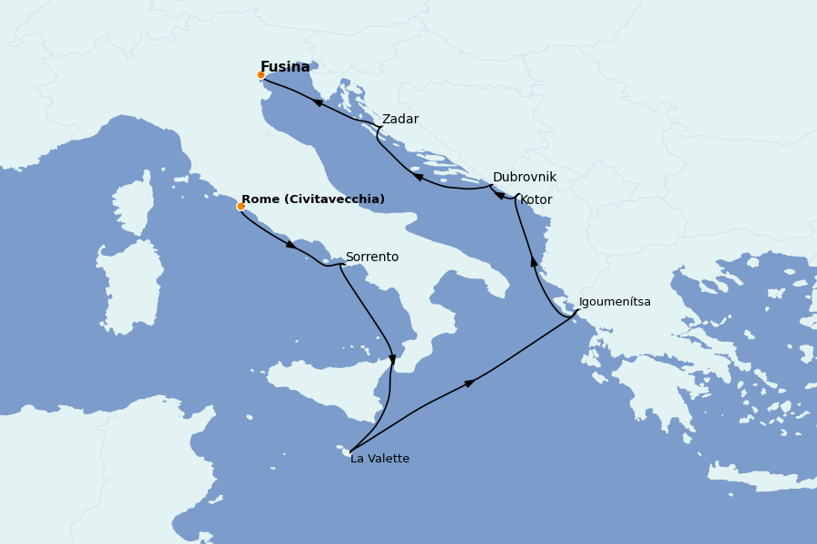 Itinerario del crucero Mediterráneo Occidental 9 días a bordo del Seven Seas Prestige