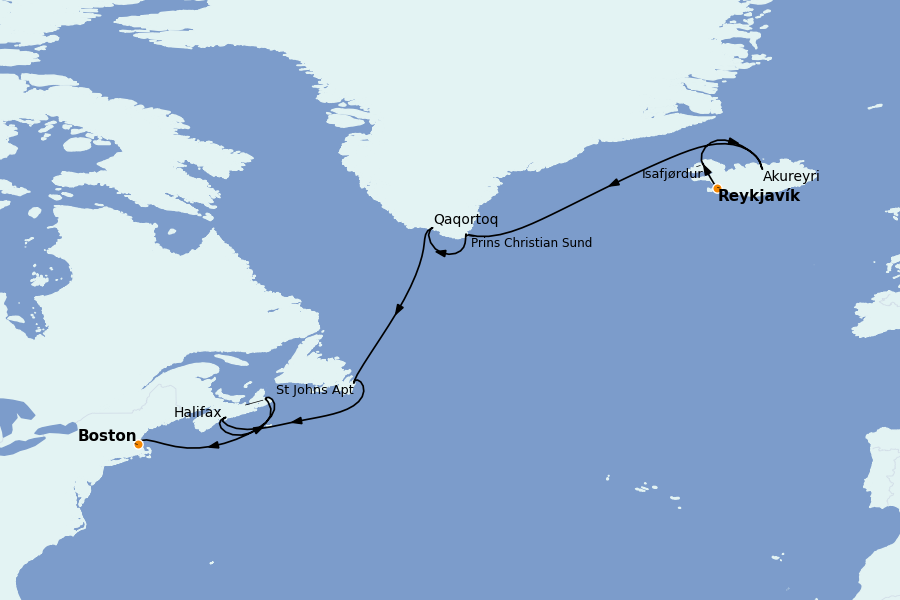 Itinerario del crucero Exploración polar 14 días a bordo del Celebrity Silhouette
