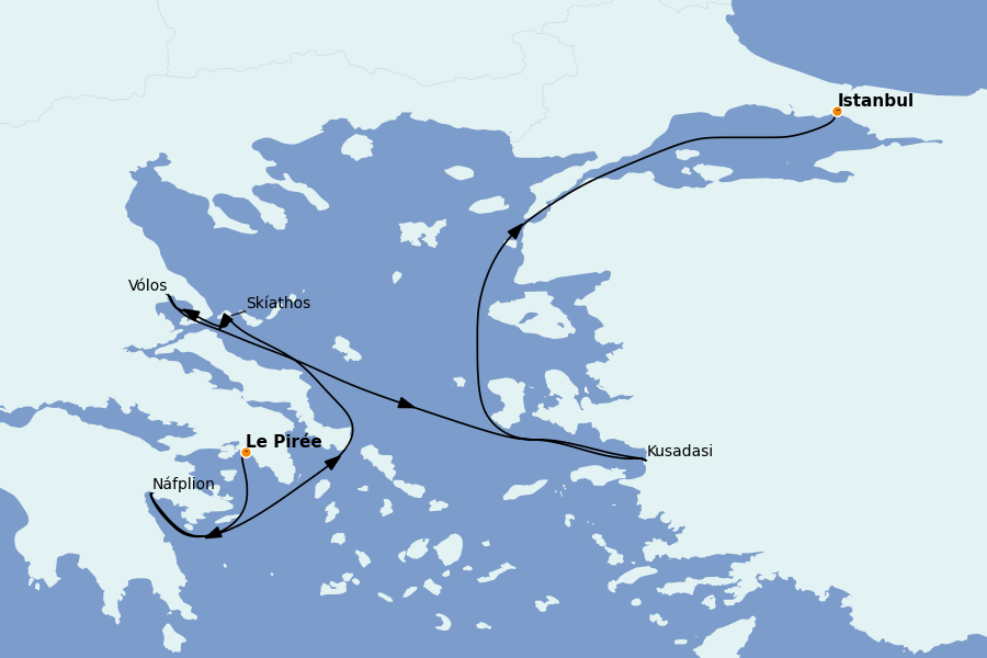 Itinéraire de la croisière Îles Grecques, Adriatique et Turquie - Méditerranée Orientale 7 jours à bord du Explora II