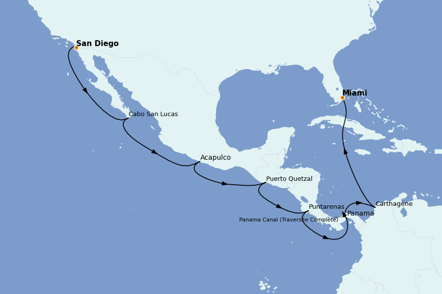Itinerario del crucero Riviera Mexicana 15 días a bordo del Norwegian Jade