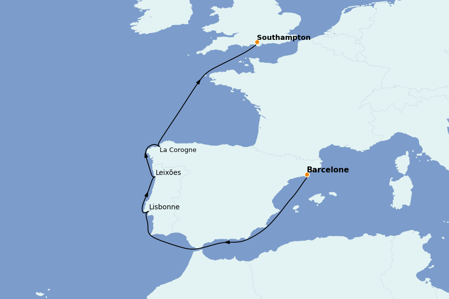 Itinerario del crucero Mediterráneo 7 días a bordo del Celebrity Apex