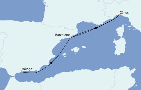 Itinerario del crucero Mediterráneo 5 días a bordo del MSC Grandiosa