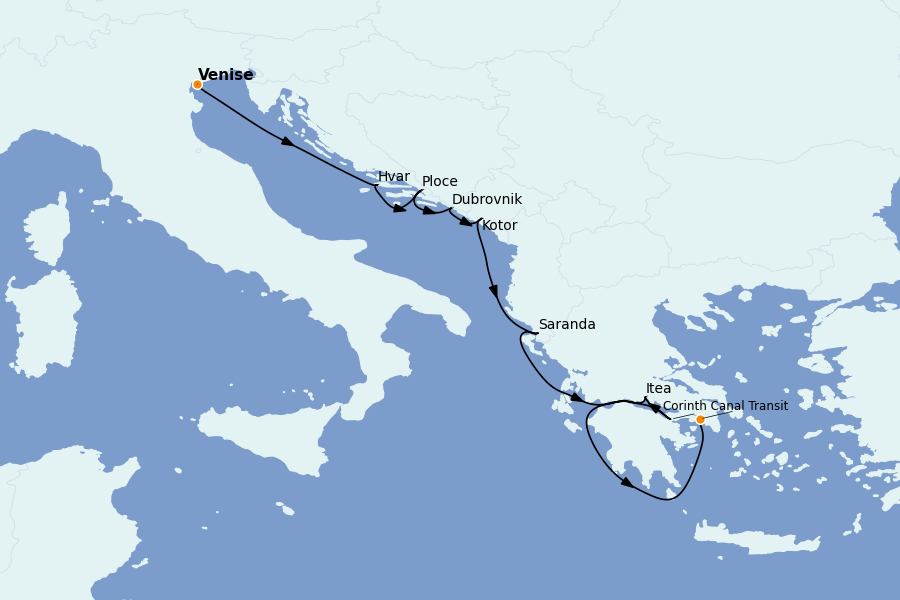 Itinerario del crucero Mediterráneo Occidental 7 días a bordo del Le Boréal