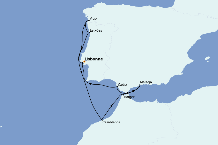 Itinéraire de la croisière Méditerranée Occidentale 10 jours à bord du Silver Spirit
