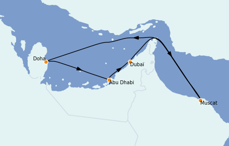 Itinerario del crucero Dubái 11 días a bordo del Azamara Quest