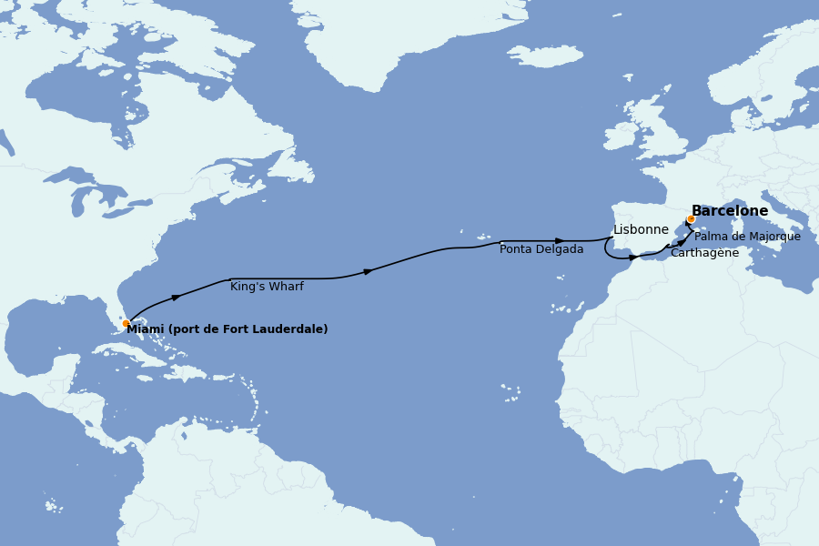 Itinerario del crucero Mediterráneo Occidental 15 días a bordo del Celebrity Xcel