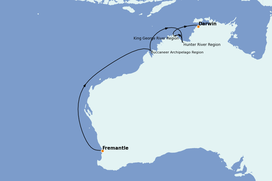 Itinéraire de la croisière AUSTRALIE ET NOUVELLE-ZÉLANDE 17 jours à bord du Silver Cloud Expedition