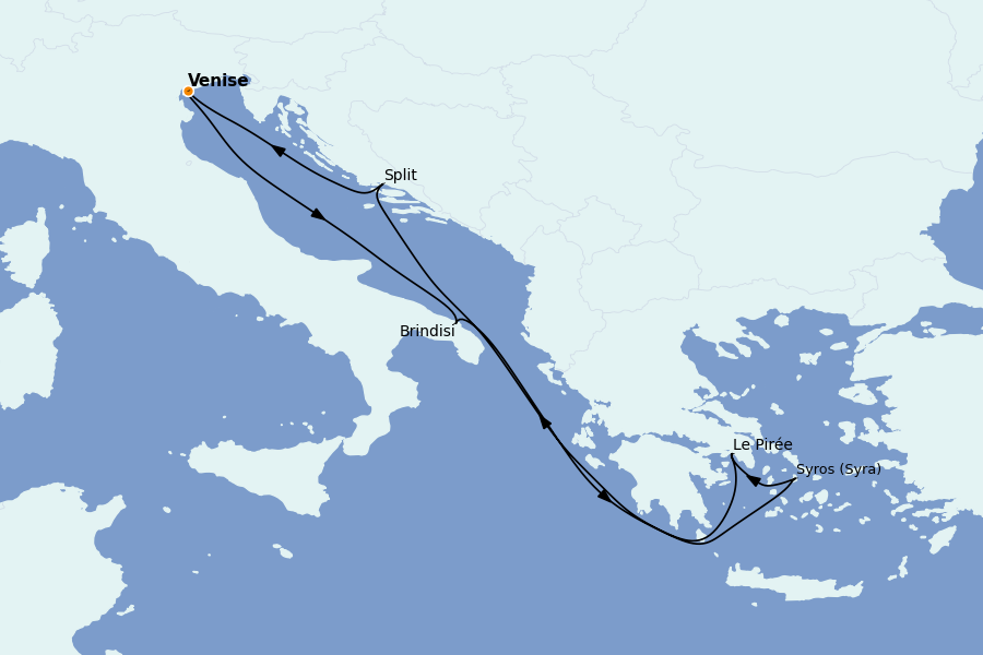 Itinerario del crucero Grecia y Adriático 7 días a bordo del MSC Armonia