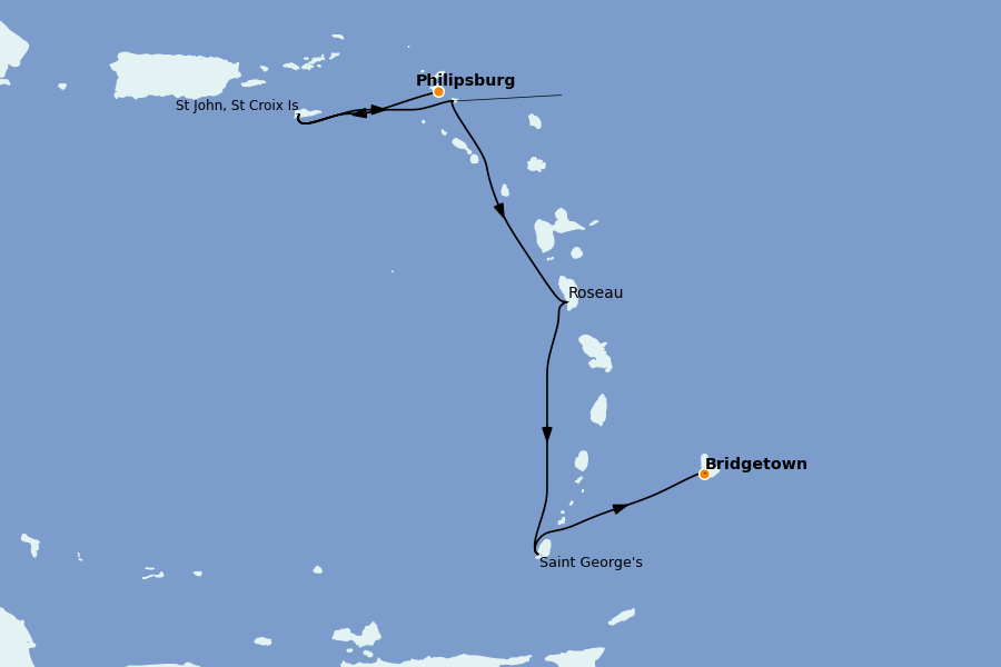 Itinerario del crucero Caribe del Este 7 días a bordo del Silver Shadow