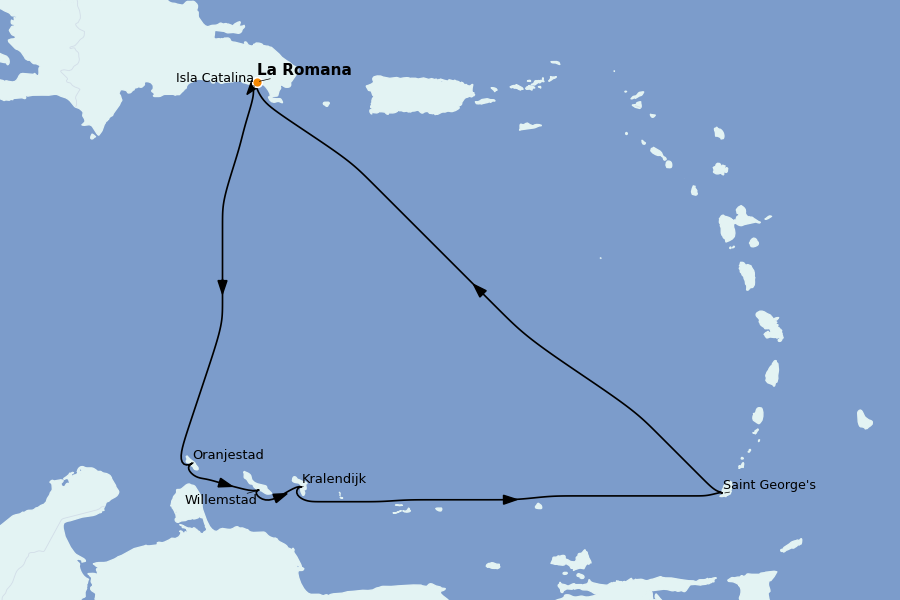 Itinerario del crucero Caribe del Este 7 días a bordo del MSC Opera