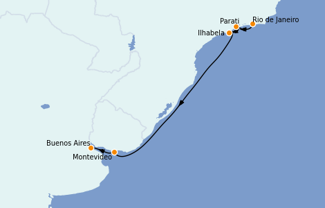 Itinerario del crucero Suramérica 9 días a bordo del Silver Cloud Expedition