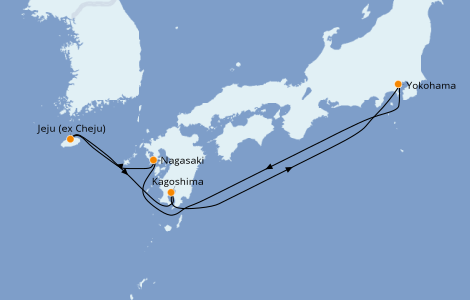 Itinerario del crucero Asia 6 días a bordo del Diamond Princess