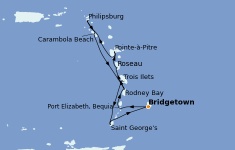 Itinerario del crucero Caribe del Este 7 días a bordo del Seabourn Odyssey