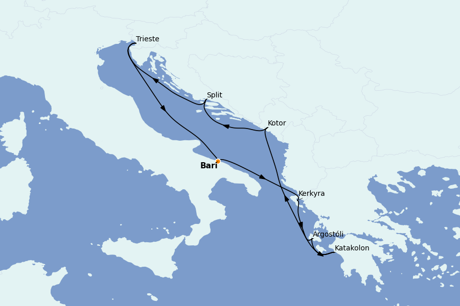 Itinerario del crucero Mediterráneo Occidental 7 días a bordo del Costa Deliziosa