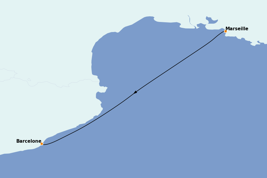 Itinerario del crucero Mediterráneo Occidental 1 días a bordo del MSC Seaside