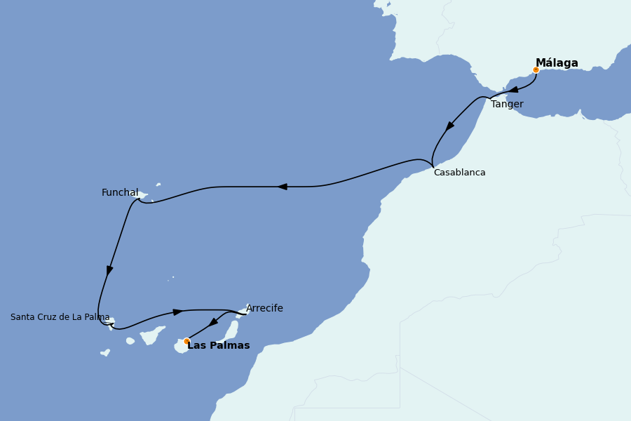 Itinéraire de la croisière Méditerranée Occidentale 8 jours à bord du Le Champlain