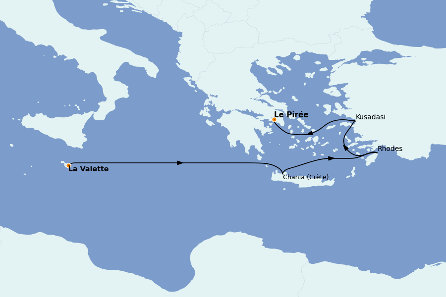 Itinerario del crucero Grecia y Adriático 6 días a bordo del Explora I
