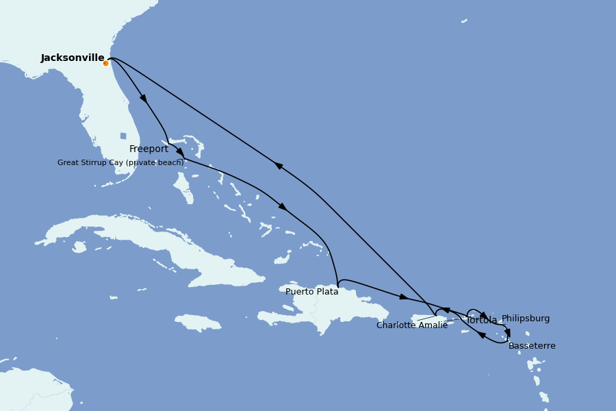 Itinerario del crucero Caribe del Este 12 días a bordo del Norwegian Gem